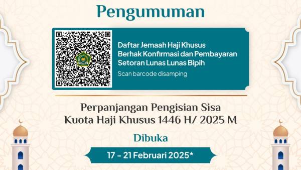 Masih Ada 1.838 Kuota, Konfirmasi dan Pelunasan Biaya Haji Khusus Diperpanjang Hingga 21 Februari 2025