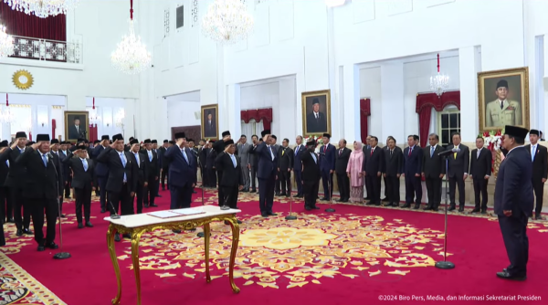 Prabowo Lantik Menteri Kabinet Merah Putih, di Istana Negara, Jakarta